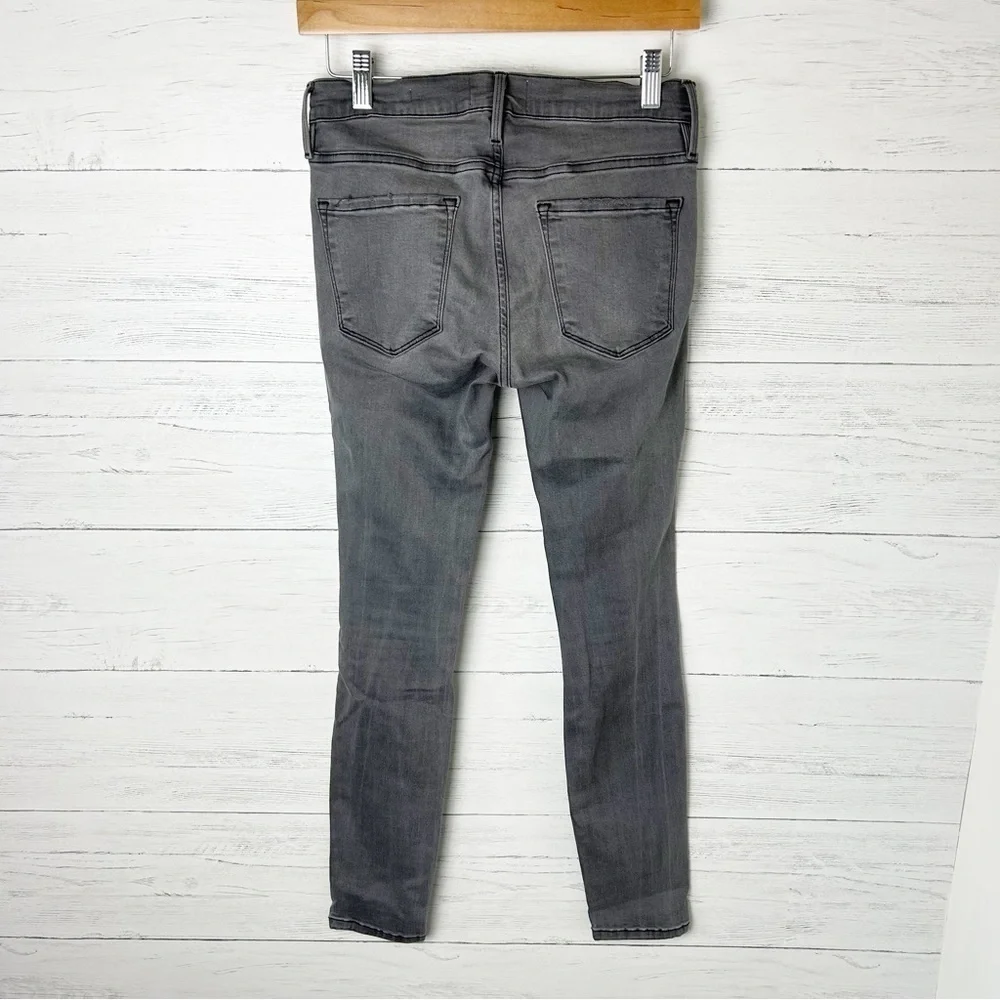 Frame Denim Le Skinny de Jeanne in Grey Shred Stretch Mid Rise 26 - Picture 5 of 11